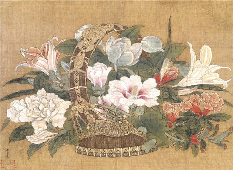 宋代李嵩 《花篮图》。