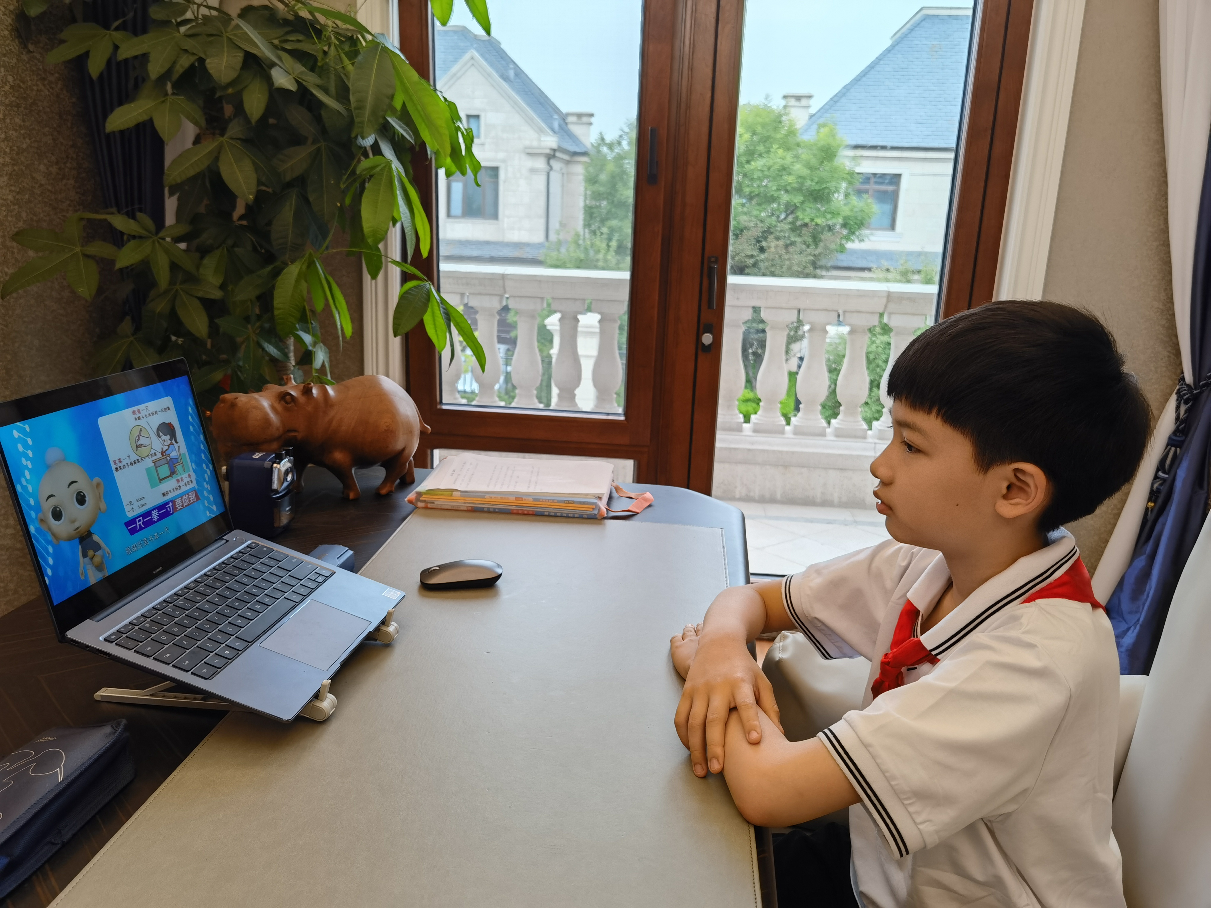 北京市朝阳区实验小学的同学们在家中通过线上课程学习护眼小妙招.jpg